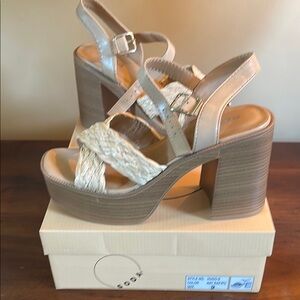 NEW SODA Cream Platform Wedge Sandals with Braided Straps